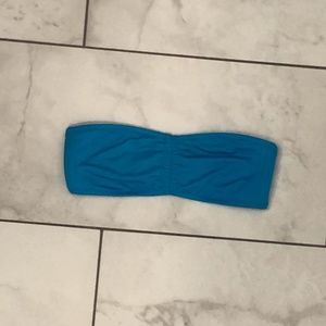 Blue strapless bikini top